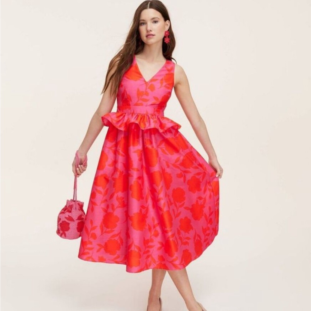 kate spade Red Ruffled Tiered Sundress V-neck Cocktail